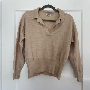 Madewell Tan Polo V-Neck Sweater